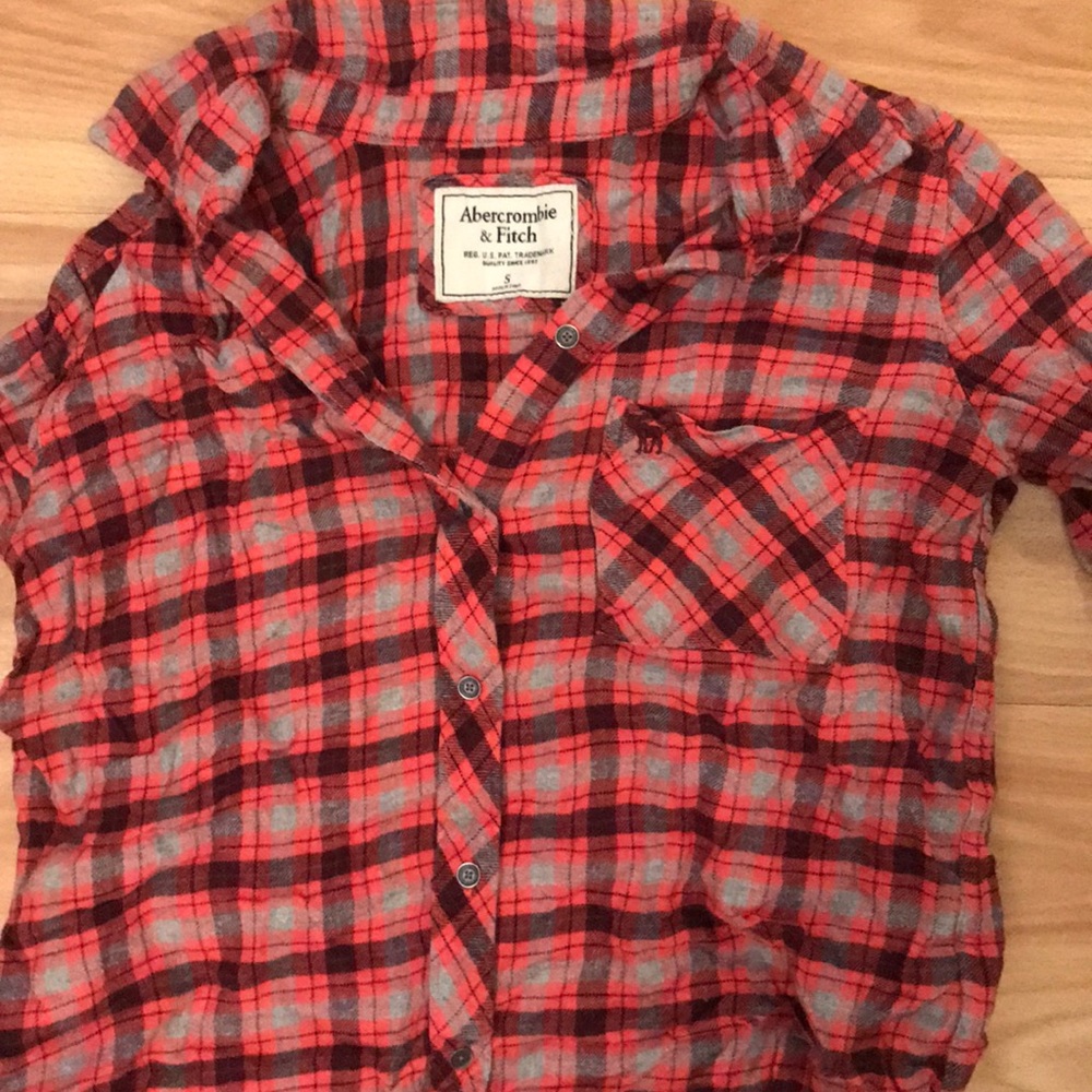 Abercrombie and Fitch pink and gray flannel